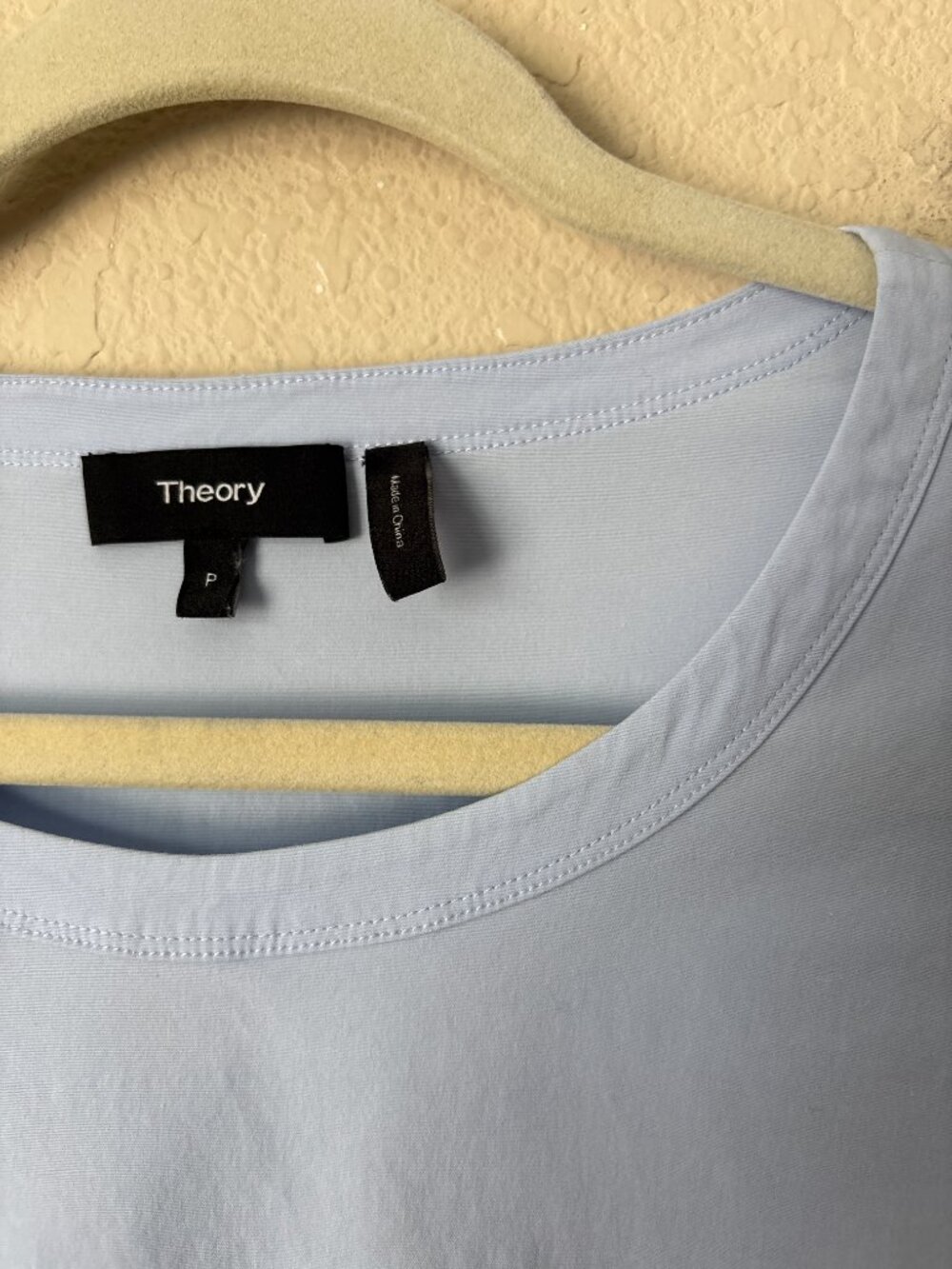 Theory Serah Stretch Cotton Waist Tie Top in Larkspur Blue - Picture 3 of 9